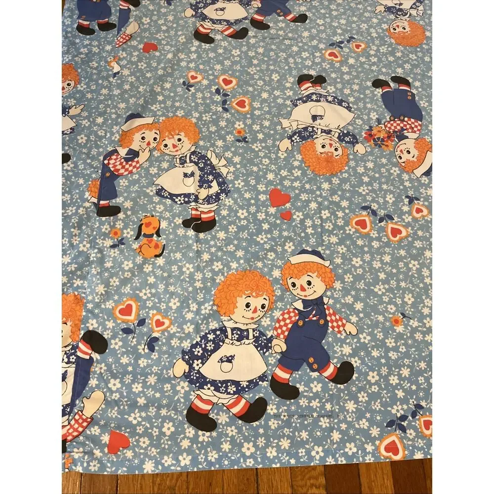 Vintage Sears Roebuck Raggedy Ann and Andy Twin Flat Percale Perma Prest Sheet